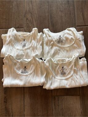 Hanes White Ribbed Tank Tops - Set of 4